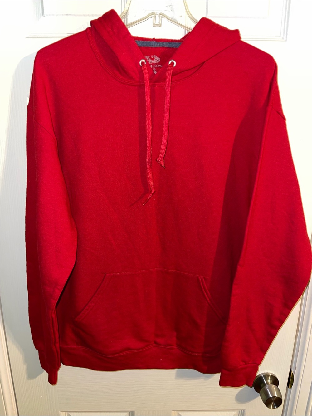 Men's Classic Fleece Fruit Of The Loom Red Pullover Hoodie - Large